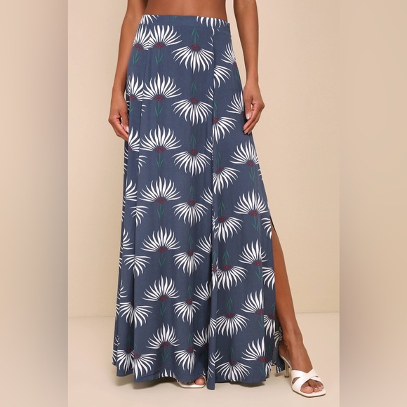 🔆 Lulus Trancoso Dusty Blue Floral Print Two-Piece Maxi Dress, Small / XS - Picture 4 of 4